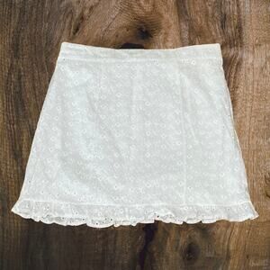 White eyelet skirt with ruffled hem, coquette cottagecore lolita doll angel